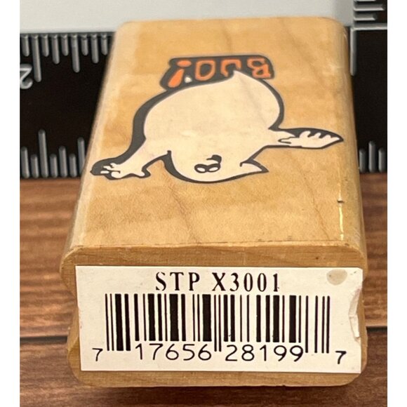 Ghost Wood Mounted Rubber Stamp By Canadian Maple BOO Halloween - Picture 3 of 4